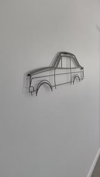 Ford Escort MK2 2Door silhouette car metal wall hanging shown from side on and close up. 